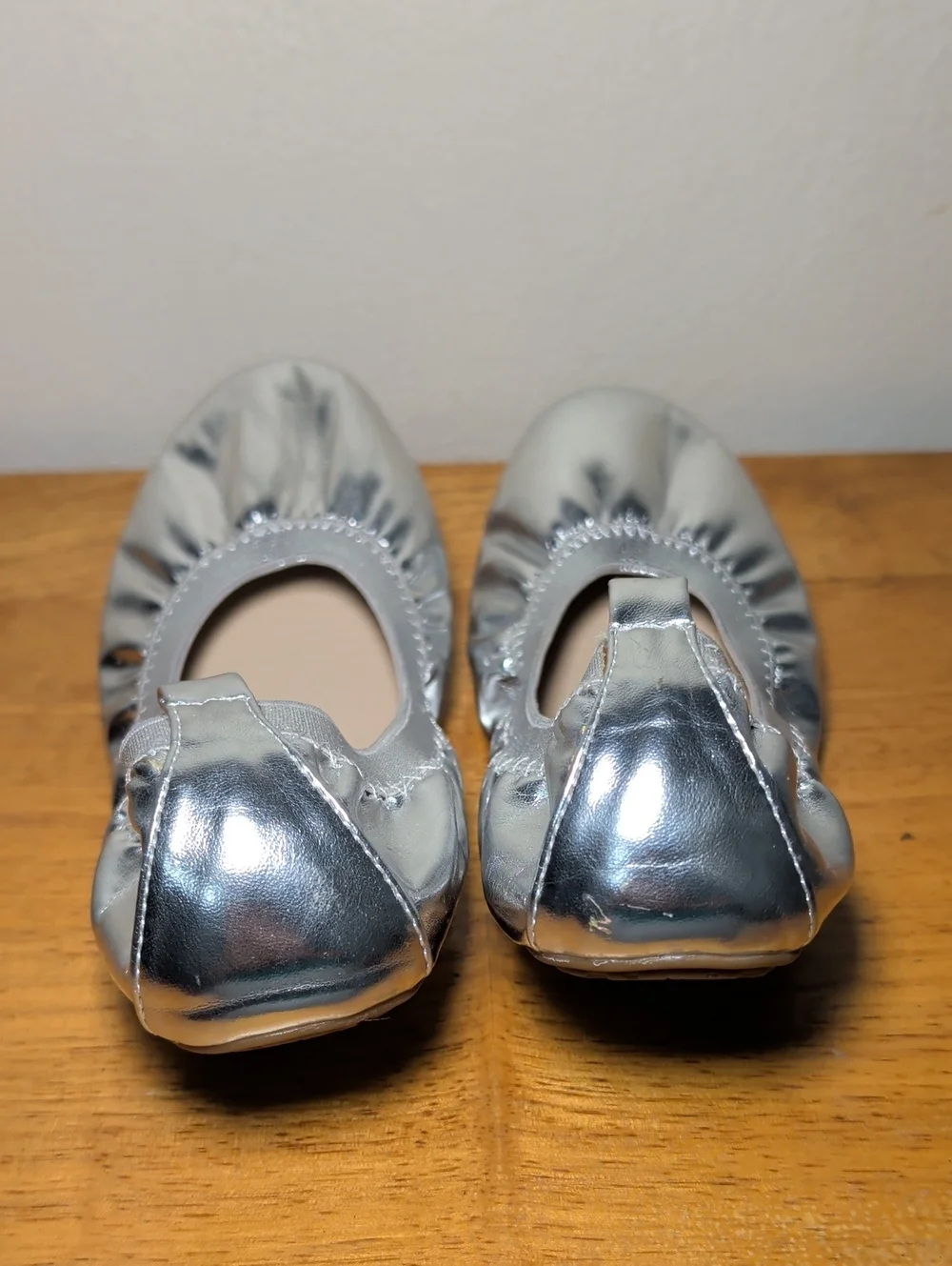 Samara Foldable Ballet Flat Silver Metallic Girls Size 3